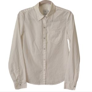 Calvin Klein Jeans Snap Front Collared Shirt White Vintage Size Large